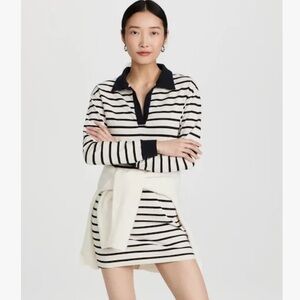 Monrow Striped Relaxed Polo Dress Small